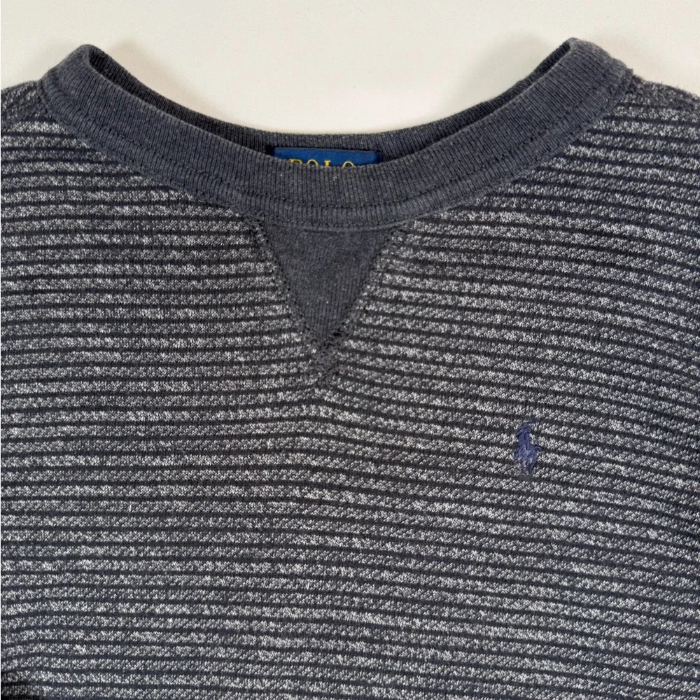 POLO RALPH LAUREN Boys Striped‎ Crewneck Sweatshirt 4T Gray Classic